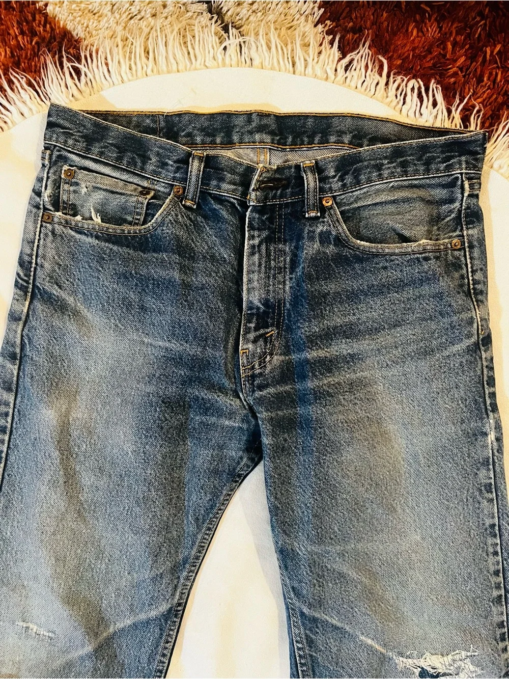 Men's Levi 505 Distressed Blue Denim Jeans